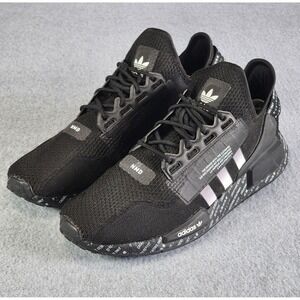 adidas NMD R1 V2‎ Script Men's 13 Black 3 Striped Sneakers Athletic Shoe GX1120